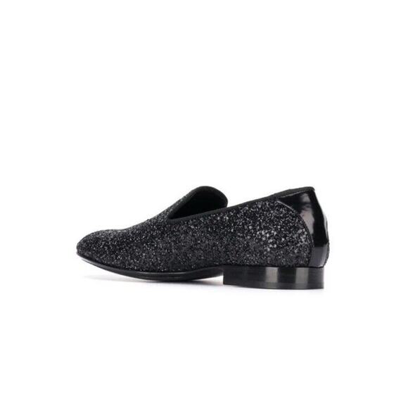 Jimmy Choo Men\'s Black Thame  Glitter Fabric Slipper, EU 40, US 8 main image 7
